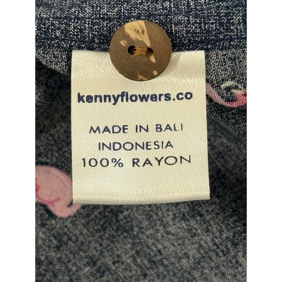 Kenny Flowers Shirt Island Classics Button-Up Blue Pink Flamingo Print Mens XL - Picture 7 of 7